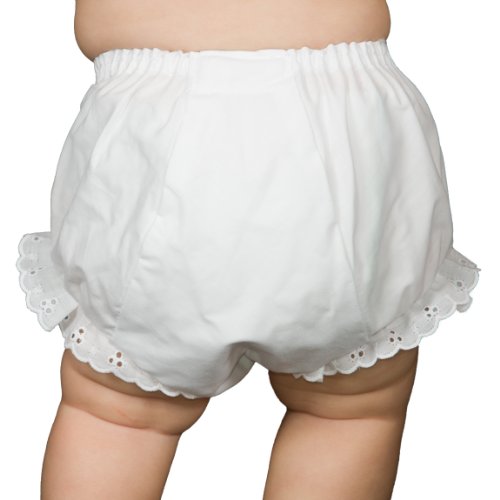 I.C. Collections Baby Girls White Double Seat Diaper Cover Bloomers, Size L