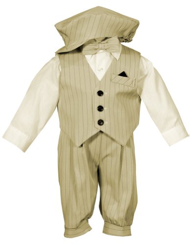 Boys Toddler Knicker Set With Vest and Hat – Vintage Sand/Black Stripe