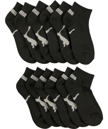 Puma “Fit Form” 6-Pack Quarter Crew Socks – black/gray, 7 – 8.5