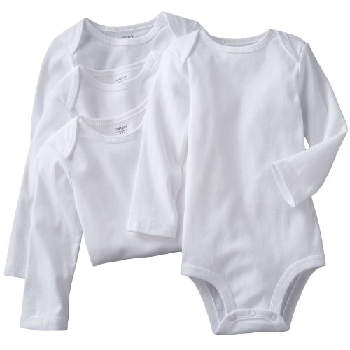 Carters Unisex Newborn-24 White Long Slevee 4 Pack Bodysuits (24 Months, White)