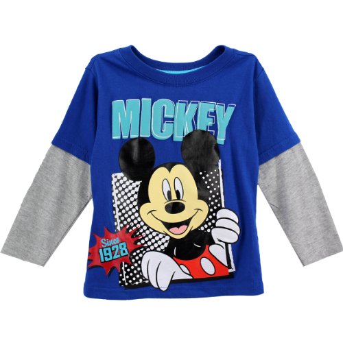 Mickey Mouse Toddler Boys Long Sleeve Shirt Blue (2T)