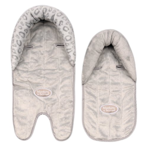 Blankets and Beyond Super PlushTravel Head Support 2 Pc Leopard Prt Grey