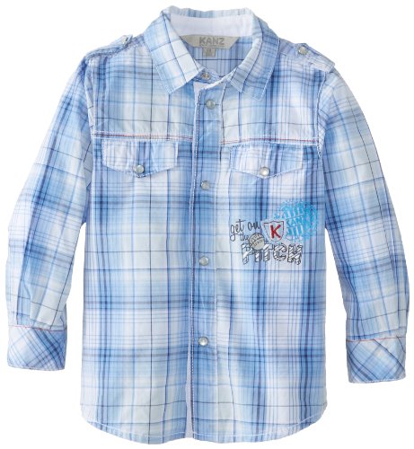 KANZ Baby Baby-Boys Newborn Button Down Shirt, Y/D Check, 9 Months