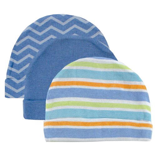 3-Pack Infant Caps, Blue, 0-6 Months